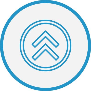 Yukarı Ok Çizgisi Mavi Çember