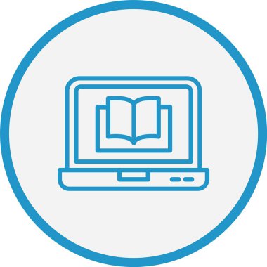 Dijital Kitap Vektör Çizgisi Mavi Çember