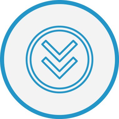 Aşağı Ok Çizgisi Mavi Çember