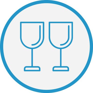 Şarap Cam Çizgisi Mavi Çember