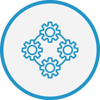 Süreç Vektör Çizgisi Mavi Çember