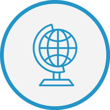 Dünya Küre Çizgisi Mavi Çember