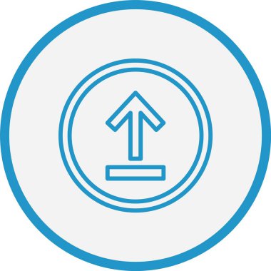 Yukarı Ok Çizgisi Mavi Çember