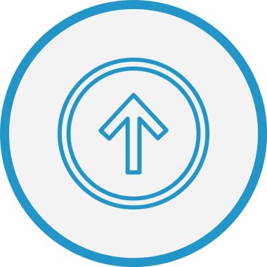 Yukarı Ok Çizgisi Mavi Çember