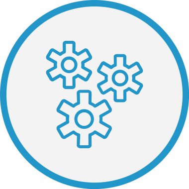 Dişliler Çizgisi Mavi Çember