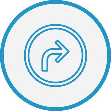 Sağa Dön Ok Çizgisi Mavi Çember