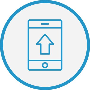 Yukarı Ok Çizgisi Mavi Çember