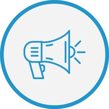 Megafon Vektör Çizgisi Mavi Çember