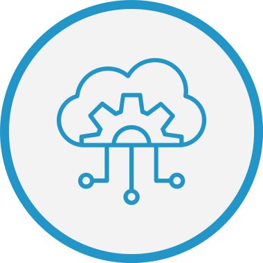 Bulut Hesaplama Çizgisi Mavi Çember