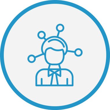 Düşünen Vektör Çizgisi Mavi Çember