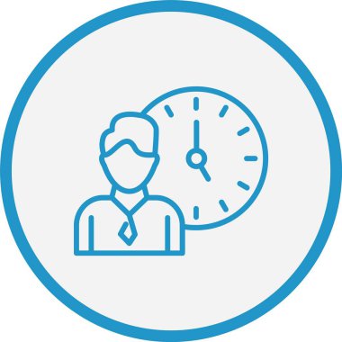 Çalışma Saatleri Çizgisi Mavi Çember