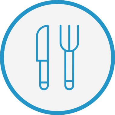 Yemek Utensilleri Satırı Mavi Çember