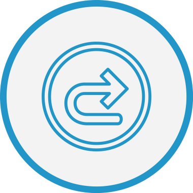 Sağa Dön Ok Çizgisi Mavi Çember