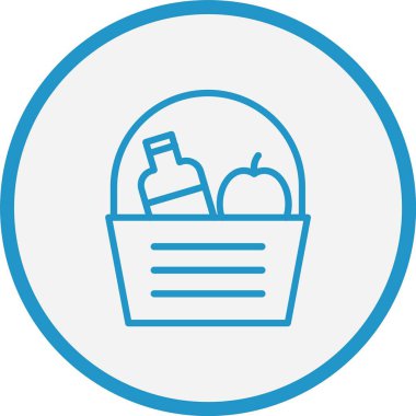 Piknik Basket Çizgisi Mavi Çember