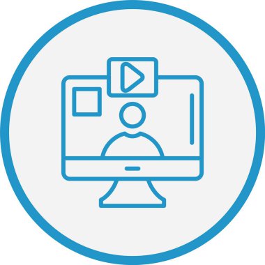 Video Çağrısı Vektör Satırı Mavi Çember