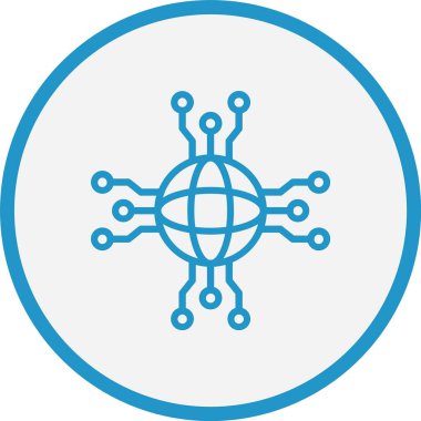 Dünya Vektör Çizgisi Mavi Çember