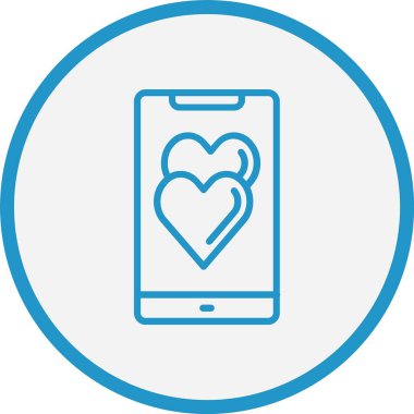 Kalp Çizgisi Mavi Çember