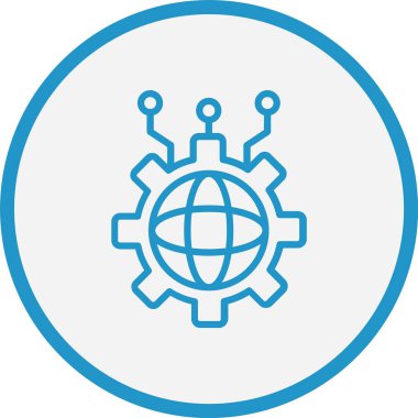 Küreselleşme Vektör Çizgisi Mavi Çember