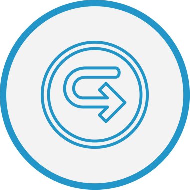 Sağa Dön Ok Çizgisi Mavi Çember