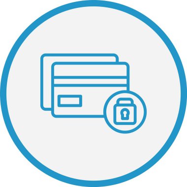 Kilitli Kart Çizgisi Mavi Çember