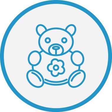 Oyuncak Ayı Çizgisi Mavi Çember