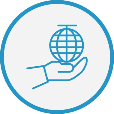 Eldeki Dünya Mavi Çizgi Çemberi