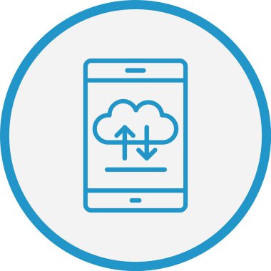 Bulut Hesaplama Çizgisi Mavi Çember