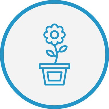 Çiçek Otu Çizgisi Mavi Çember