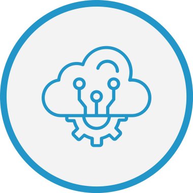 Bulut Hesaplama Vektör Çizgisi Mavi Çember