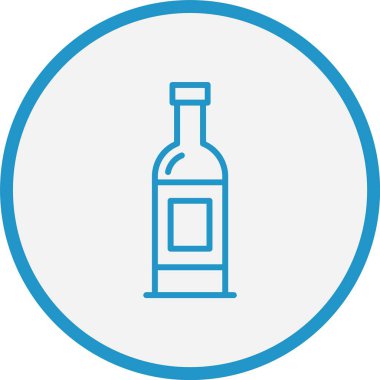 Şarap Şişe Çizgisi Mavi Çember