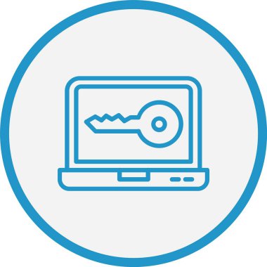 Anahtar Vektör Çizgisi Mavi Çember