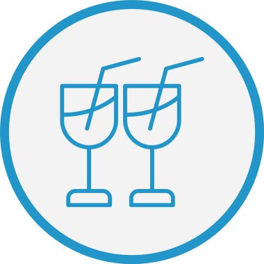 Şarap Cam Çizgisi Mavi Çember