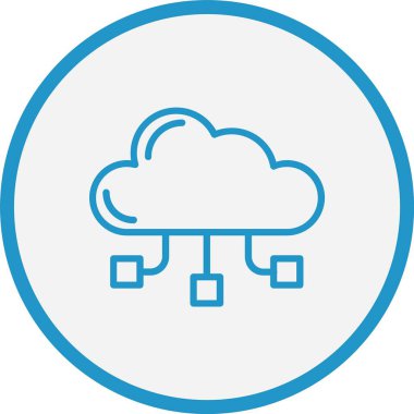 Bulut Hesaplama Çizgisi Mavi Çember