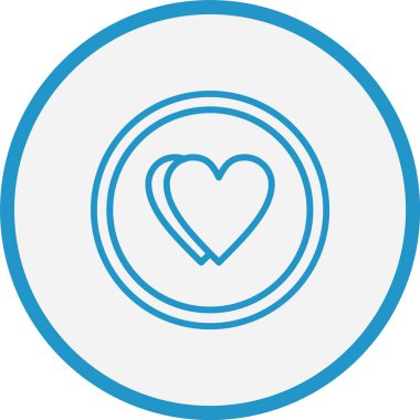 Kalp Çizgisi Mavi Çember