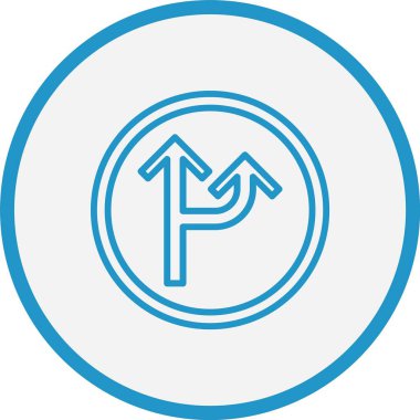 Düz Ok Çizgisi Mavi Çember