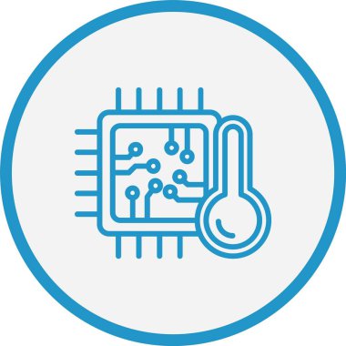 İşlemci Tempreture Line Blue Circle