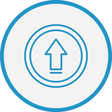 Yukarı Ok Çizgisi Mavi Çember