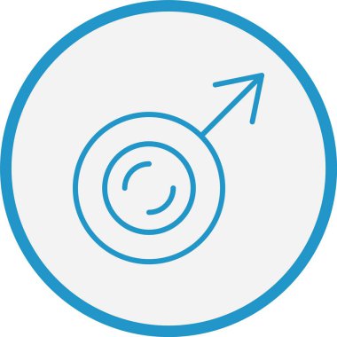 Erkek Sembol Çizgisi Mavi Çember