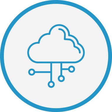 Bulut Hesaplama Çizgisi Mavi Çember