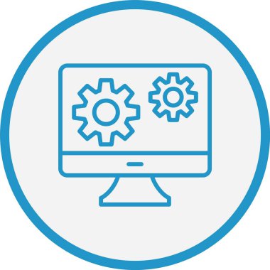 Yönetim Vektör Çizgisi Mavi Çember