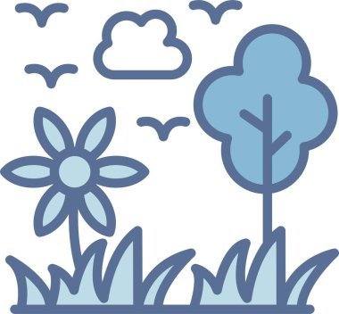 Doğa Çizgisi Mavi Doldur