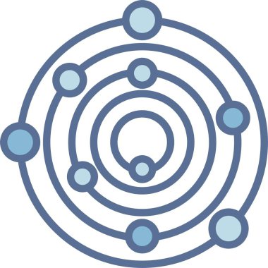 Güneş Sistemi Çizgisi Mavi Doldur