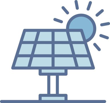 Güneş Paneli Çizgisi Mavi Doldur