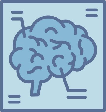 Beyin X Ray Çizgisi Mavi Doldur