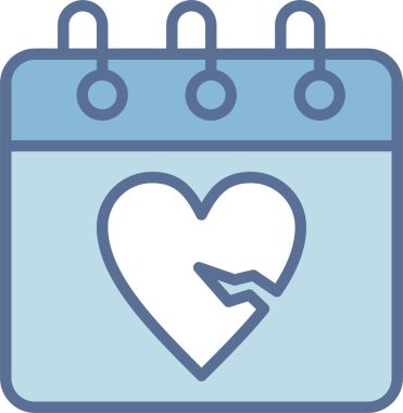 Kalp Kırılma Çizgisi Mavi Doldur