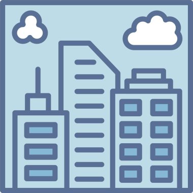 Şehir Poster Satırı Mavi Doldur