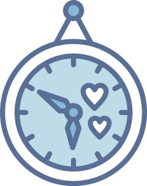 Duvar Saat Çizgisi Mavi Doldur