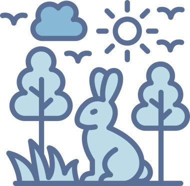 Tavşan Çizgisi Mavi Doldur