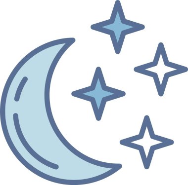 Hilal Ay Çizgisi Mavi Doldur