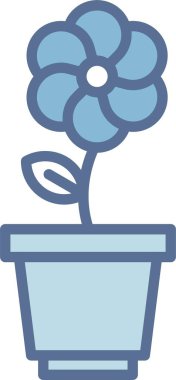 Çiçek Otu Çizgisi Mavi Doldur